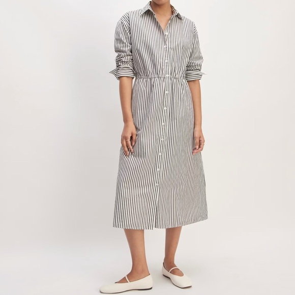 Everlane Dresses & Skirts - Everlane Supima Cotton Midi Collared Shirt Dress Size Medium Relaxed Fit Pockets